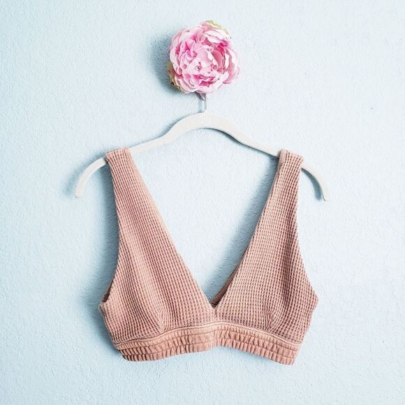 Aerie Tan Waffle Knit Lounge Bra - Picture 1 of 4